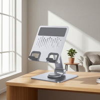 Metal Desktop Stand with Folding Arm Heavy Strong Phone Holder with Rotating Base Holder Stand for Professionals, Students
