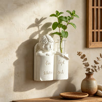 Sculptural Angel Wall Vase Lightweight Angel Sculpture with Glass Vase Space-Saving Hydroponic Planter Indoor for Entryways
