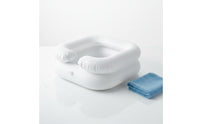 Inflatable Shampoo Basin with Hose Cushioned Inflatable Hair Washing Basin with Pillow Easy-to-Wipe Shampoo Bowl for Home Care