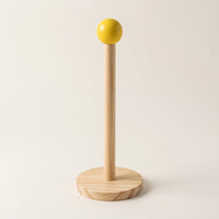 Dining Table Paper Towel Holder for Kitchen and Desktop, Freestanding Bamboo Countertop Roll Wood Dispensing Organizer for Cling Film