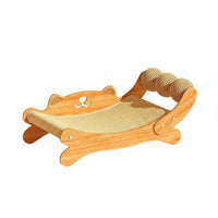 Solid Wood Frame Cat Scratcher Lounge Wear-Resistant Wooden Cat Sofa Bed Non-Shedding Natural Materials for Kittens