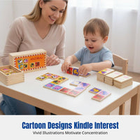 Wooden Tile Matching Game, Animal Fruit Traffic Number Theme, Early Education, Preschool Cognitive Toy for Kids