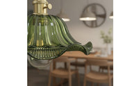 Retro Design Japanese Design Hanging Lamp Adjustable Cord Vintage Glass Hanging Light Brass Fluted Glass Light for Dining Room, Bar Counter, Kitchen Island, Entryway
