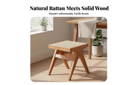 Handmade Weave Rattan Woven Bench Sturdy Construction Woven Seat Bench Breathable Design Cane Seat Stool Versatile Use for Interior Designers, Families, Homeowners, Living Room, Bedroom, Hallway, Kitchen