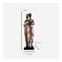 African-Influenced Resin Figurine Gold-Tone Accents African Woman Statue Collectible Hand-Painted Human Sculpture