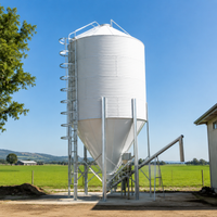 Galvanized Steel Silo for Poultry, Large Corrugated Sheet Feed Silo 20 Tons, Fully Automatic for Farm, Pigs, Sheep, Ducks