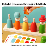 Painted Wood Child-Centered Stacking Toy Bright Colors Wooden Matching Toy for Toddlers, Preschoolers