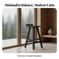 Wabi-Sabi Design Round Top Counter Stool Minimalist Look Bar Seating Built-in Footrest Sturdy Construction for Homeowners, Business Owners, Interior Designers, Restaurant, Cafe, Dining Space, Kitchen Island