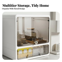 Cup Display Box with Drawers Compact Size Desktop Storage Cabinet for Tea Lovers