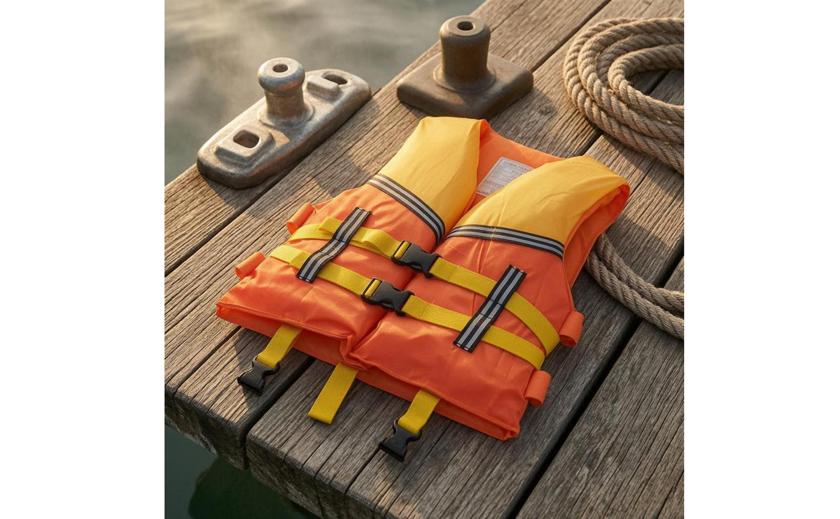 Orange and Yellow Children's Life Vest Front Buckle Straps Sleeveless Life Jacket