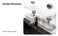 Waterproof Suction Cup Faucet Shelf Repositionable over Faucet Storage Holder Easy to Clean Drill-without Drilling Sink Organizer Draining Design for Renters, Bathroom, Washstand, Kitchen