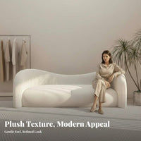 Modern Design Curved Fluffy Sofa Minimalist Design Puffy Fluffy Sofa Luxurious Texture Seating Furniture Pillowy Soft for Interior Designers, Apartment Dwellers, Reception Area, Hotel Lobby, Beauty Salon, Boutique