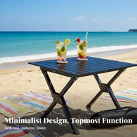 Folding Slat-Top Table with Chairs Lightweight Foldable Table and Seating Set Easy Assembly Camping gear for outdoor mealkers, outdoor meals, Beach, Backyard