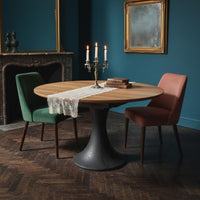 Century-Inspired-Century Modern Design Round Extendable Dining Table for Small Apartment Dwellers, Living Room, Kitchen