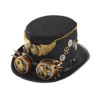 Hat with Goggles and Gears Black Hat with Adjustable Strap Goggles Pointed Headwear for Adults, Halloween