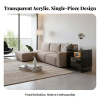 Modern Design Multi-Level Accent Table Minimalist aesthetic Waterfall End Table Transparent Look Nightstand single-Piece Construction for Homeowners, Apartment Dwellers, Students, Bedroom, Small Spaces, Living Room, Nursery