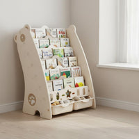 Child-Friendly Height Toddler Bookshelf Organizer Safe Rounded Edges Toddler Book and Toy Organizer Anti-Tip Design Multi-Compartment Storage Cabinet Easy Assembly for Toddlers, Playroom