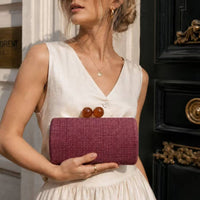 Clutch with Bead Clasp Textured Evening Clutch Bag Elegant Evening Purse for Parties