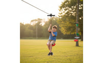 Overhead Glide System Kit Spring Brake Overhead Glide System with Seat Outdoor Zip Line Trolley for Kids, Families, Playground