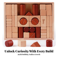 Wooden Building Blocks Beech Wood Stacking Block Puzzle Geometric Shape Sorter Set for Children