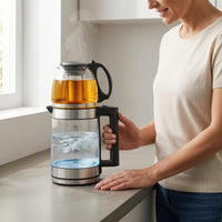 2000W Double-Layer Glass Kettle 220V Two-Chamber Chamber Kettle Transparent Kitchen Appliance Level Markings