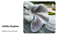 Realistic Elephant Sculpture Weather-Resistant Fiberglass Elephant Statue Sturdy Lawn Creature Artwork for Garden Enthusiasts, Family, Yard, Park