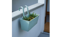 4 Pieces Railing Planter Box Curved Hooks Fence Hanging Planter Rectangular Garden Container