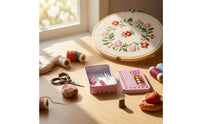 All-in-Single Cross Stitch Tool Box Portable Sewing Notions Kit Cute Design Craft Supplies Vintage Design Scissors for Beginners