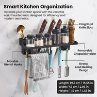 Cabinet Organizer and Metal Spice Rack for Kitchen Shelves, Wall Mounted Seasoning Made of Space Aluminium for Home Cooks