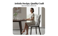 Solid Wood Legs Tufted High-Back Dining Chair Thick Cushions Upholstered Tufted Back Chair Ergonomic Design Household Seating Breathable Upholstery for Restaurant Owners, Interior Designers, Reception Area, Living Room, Home Office, Reading Nook
