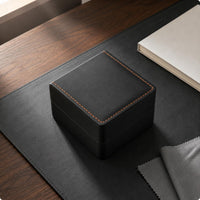 Stitched Edges PU Leather Watch Box Rigid Hinged Watch Box Compact Storage Case Gift Idea