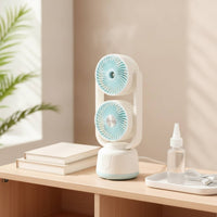 Mist twinHead Desktop Fan Portable twinHead Desk Fan Compact Cordless for Office, Study Corner