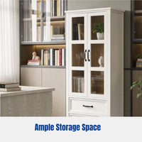 Hardwood Display Cabinet, Glass Door Storage, Modern Minimalist Wall-Mounted Shelving for Living Room