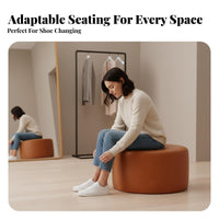 Nordic Design Cushiony Round Stool Multi-Functional Footstool Multifunctional Ottoman Compact for Boutique Owners, Apartment Dwellers, Clothing Boutique, Fitting Room, Small Areas, Entryway