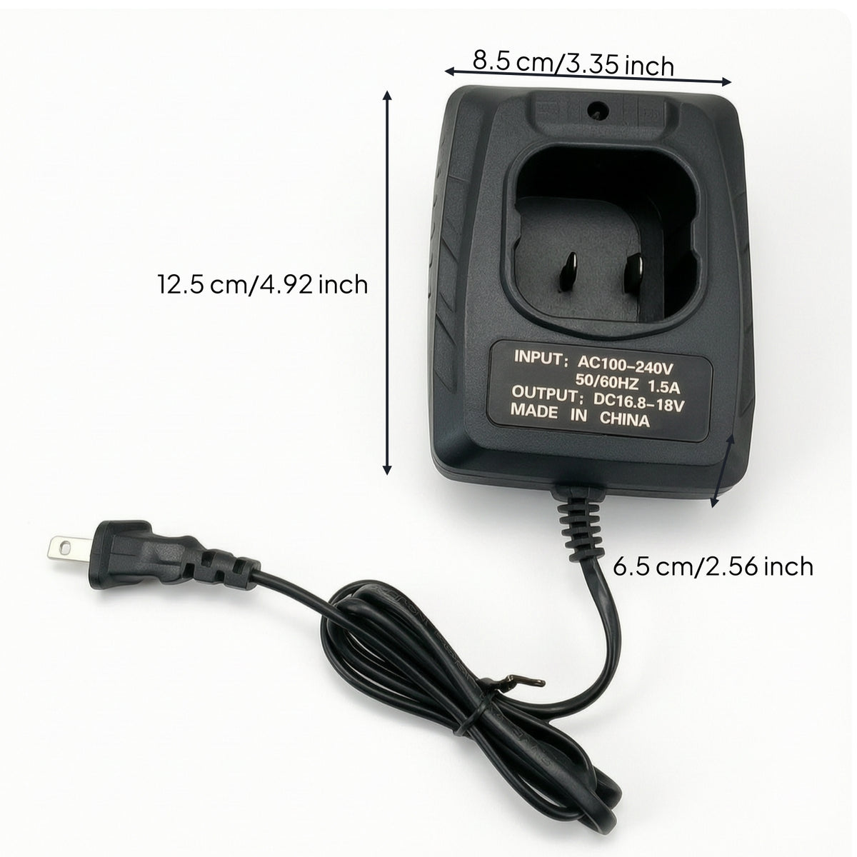 Battery Charger with Power Cord Compact Charger with A and C Cable Charging Dock Upright Charging Cradle Universal Voltage
