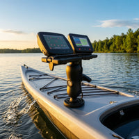 Adjustable Hydrographic Device Mount with Round Base Rotatable Kayak Bracket with Strap for Kayakers