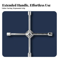 High Rotational Force 4 Way Lug Wrench Labor Saving 4 Way Wheel Brace Heavy Duty for Roadside Emergency, Garage