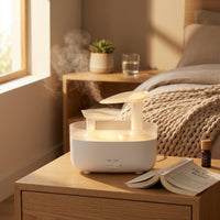 Quiet Operation LED Night Light Humidifier Waterless Auto Shut-Deactivate High-Frequency Mist Humidifier 3 Timer Settings Desktop Raindrop Dispenser for Bedroom
