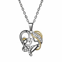 Micro-Inlay Zircon Mom and Baby Embrace Necklace Two-Tone Design Mother's Love Necklace for Mothers, New Moms, Women