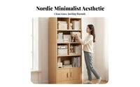 particle-resistantresistant Design Floor-Standing shelving unit with Doors Large Capacity Tall shelving unit with Cabinet Space-Saving Display Case Easy Assembly for Book Lovers, Collectors, Homeowners, Living Room, Study, Bedroom