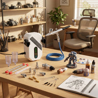 Touch Buttons Digital Airbrush Compressor Air Hose Included Spray Machine