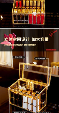 口红收纳盒桌面多格装化妆品的盒子带盖网红欧式小奢华唇釉架子