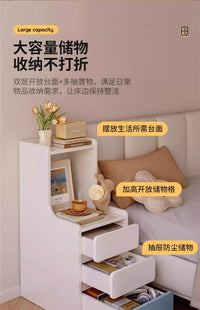 床头柜小型现代简约卧室床边窄柜子床边储物柜租房家用床头置物架 【经济款】三层暖白27*20*40◆ Ω 组装