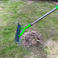 Stainless Steel Garden Unwanted Growth Rake Curved Frame Lawn Dethatcher Closely Spaced Tines Soil Loosening Rake Long Handle