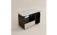 Rolling Side Table Modern Side Table with Drawer compartmentSaving Mobile Storage Cart for Living Room, Bedroom, Small Areas
