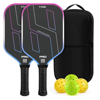 2 Pieces Pickleball Paddle Set T700 Pickleball Set with Balls and Bag Friction Surface Better Control for Beginners
