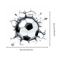 Soccer Ball Wall Decal Self Soccer Ball Decal Cling Cracked Wall Football Sticker for Kids, Boys, Party, Bedroom, Man Cave