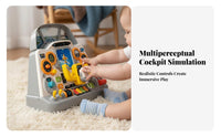 Montessori Inspired Airplane Cockpit Toy Educational Interactive Cockpit Dashboard tactile Development Activity Board Fine muscular Skills Training for Toddlers, Young Aviators, Learning Time, Playroom, Nursery, Car Travel