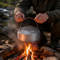 Titanium Cooker Outdoor Kettle For Camping Small Kettle Direct Fire Compatible Lightweight Titanium Kettle Matte Gray
