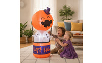 Inflatable Pumpkin Ghost Outdoor Inflatable Ghost with Pumpkin Light Lighted Illuminated for Yard, Lawn, Porch